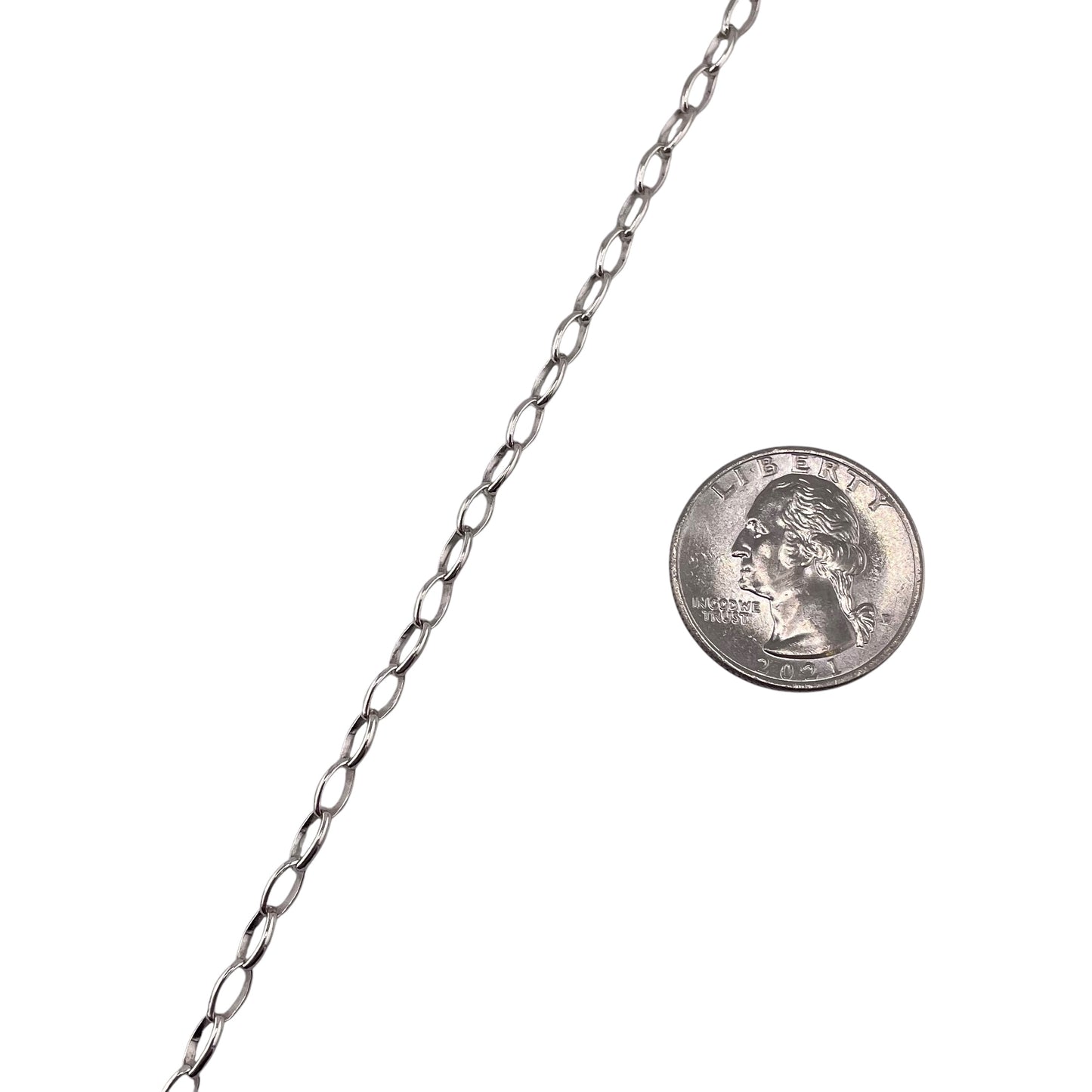 Sterling Silver Oval Rolo 040 3.5mm Bulk Chain (5 FT Pack)