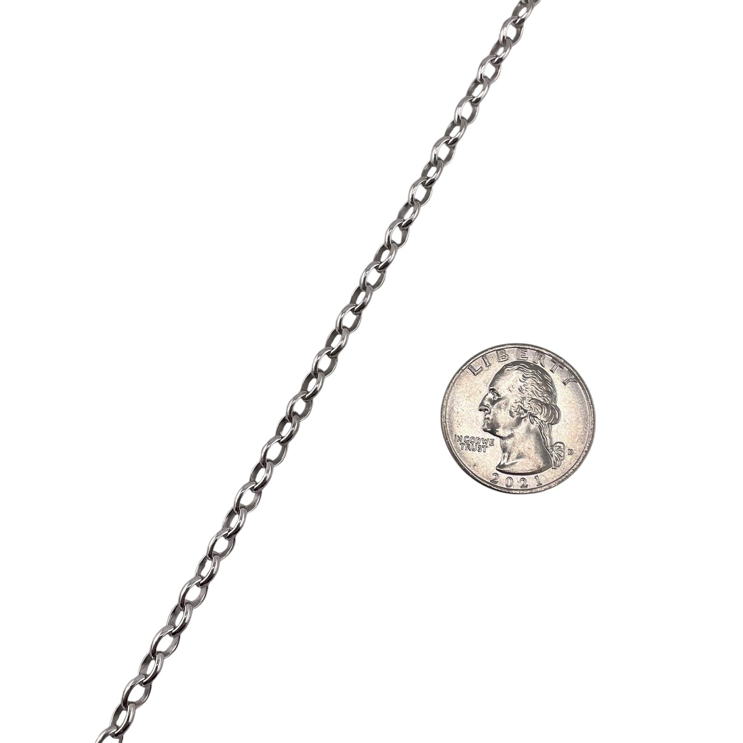 Sterling Silver Oval Rolo 050 4.3mm Bulk Chain (5 FT Pack)