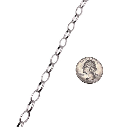 Sterling Silver Oval Rolo 133 7.7mm Bulk Chain (5 FT Pack)