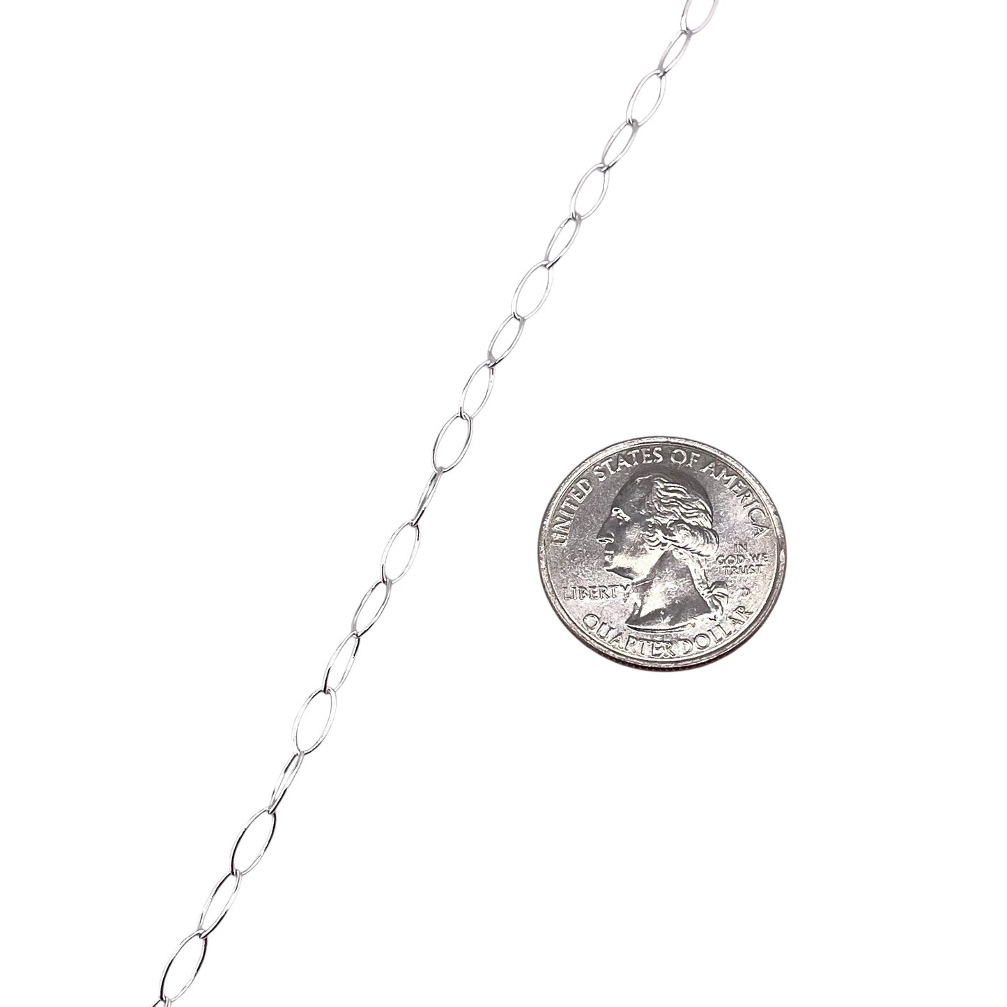 Long Oval Rolo 050 3.3mm Sterling Silver Bulk Chain By the Foot