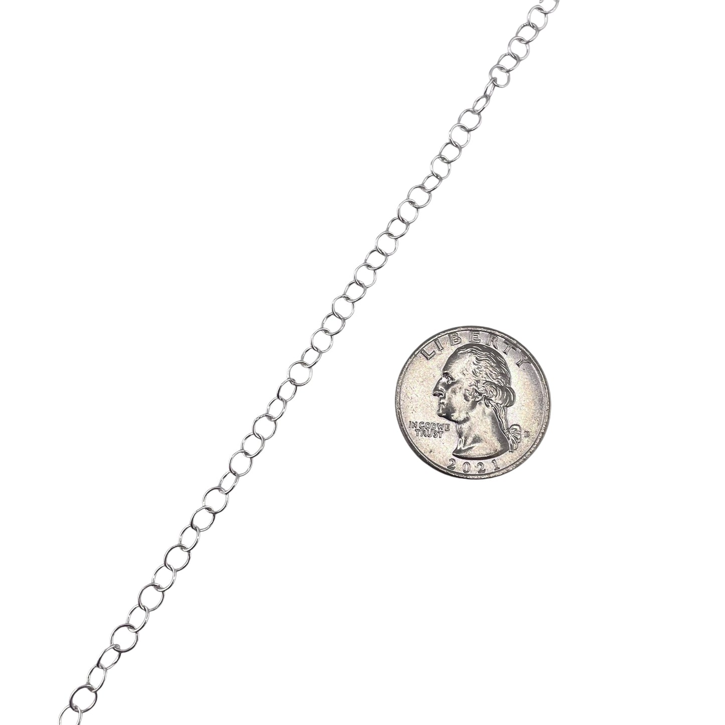 Sterling Silver Round Rolo 050 3.9mm Bulk Chain (5 FT Pack)