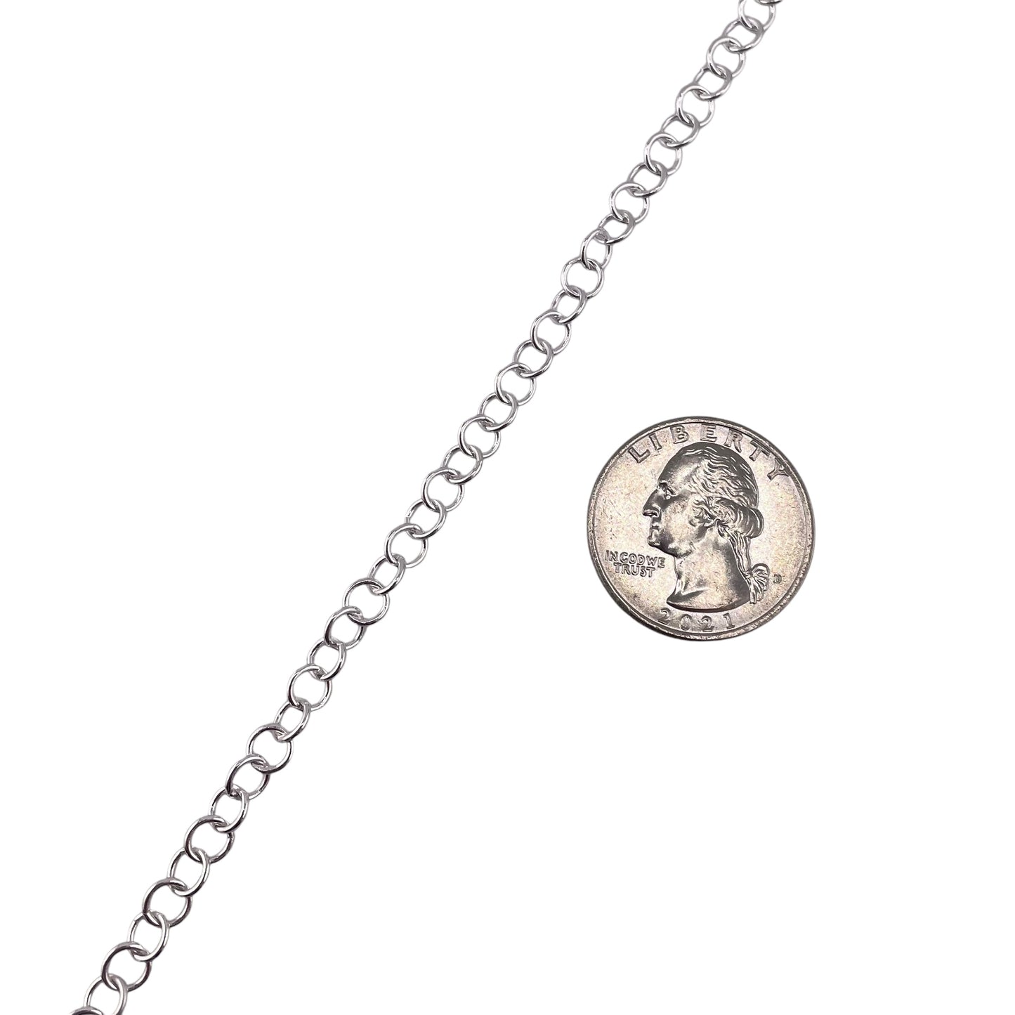 Sterling Silver Round Rolo 080 5mm Bulk Chain (5 FT Pack)