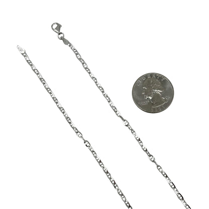 Sterling Silver Rhodium Brilluci 050 2.7mm Chain Necklace .925 Italy