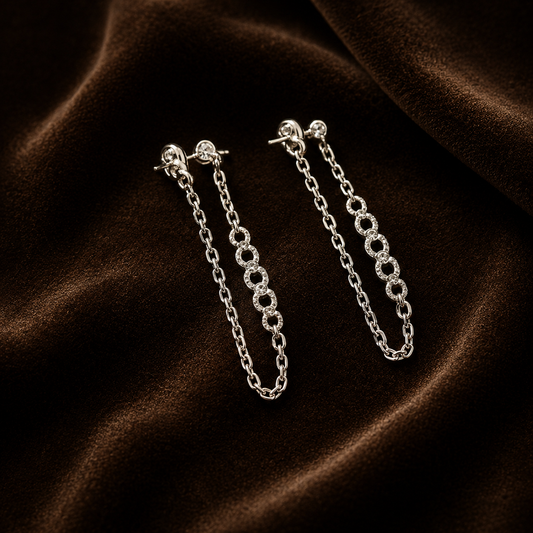 Chain Loop Stud Earrings Sterling Silver