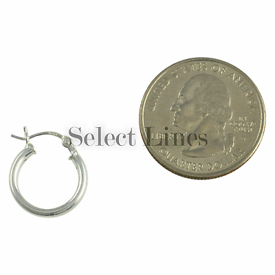 Sterling Silver 2mm x 15mm Polished Hinged Hoop Earrings Round Hollow Tube .925