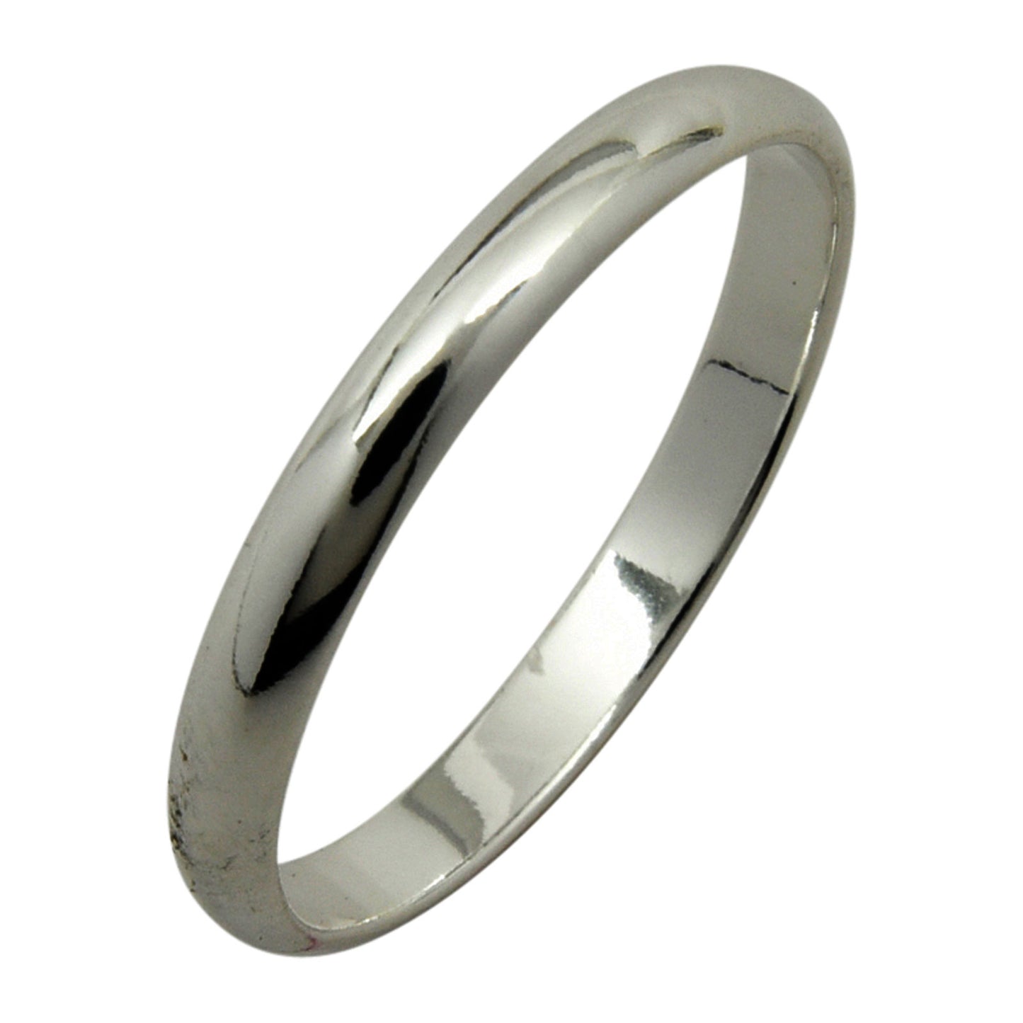 Sterling Silver 2mm Plain Half Round Wedding Band Ring Sizes 3-10