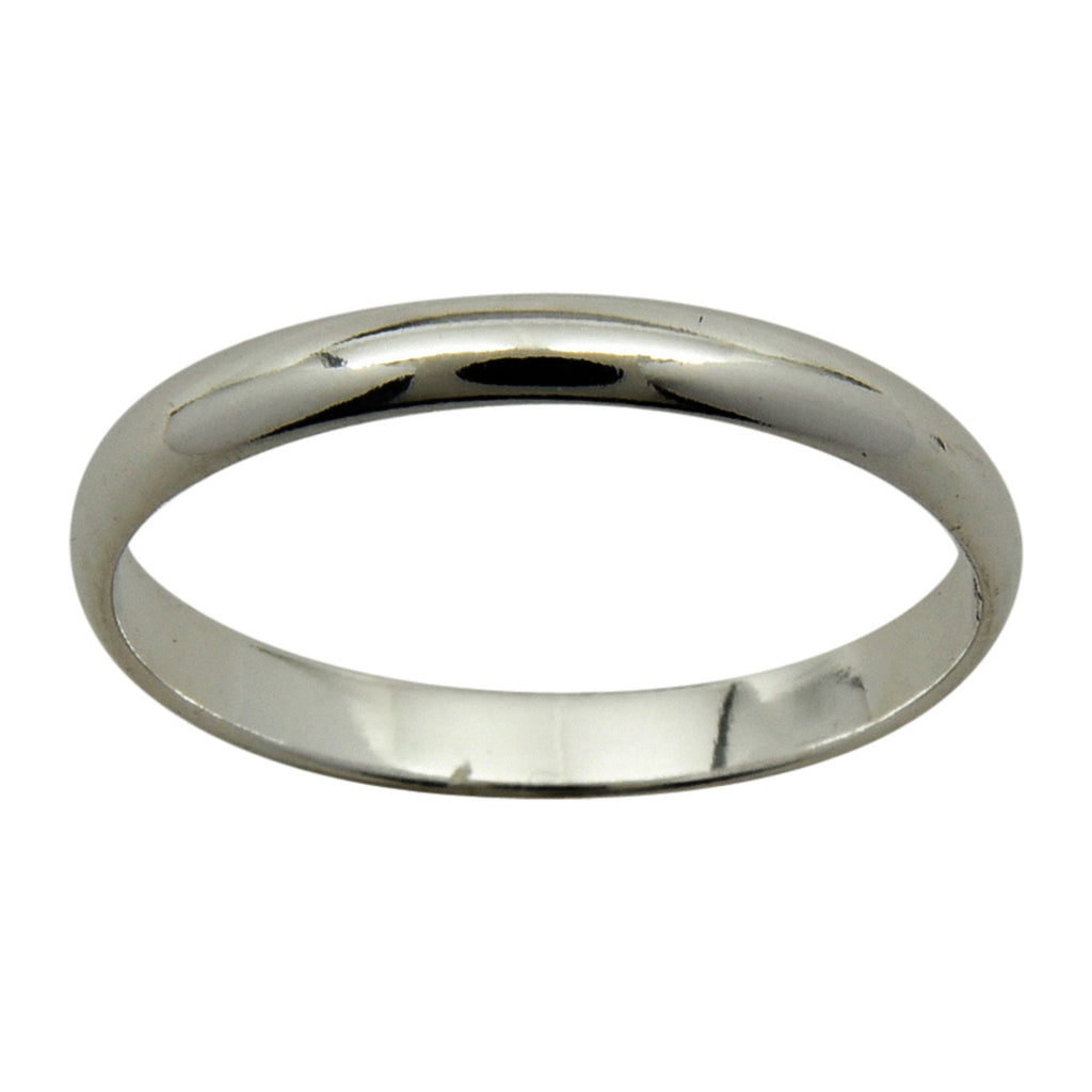 Sterling Silver 2mm Plain Half Round Wedding Band Ring Sizes 3-10