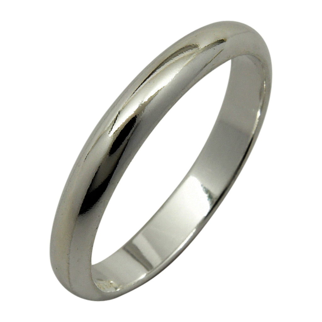 Sterling Silver 3mm Plain Half Round Wedding Band Ring Sizes 3-13