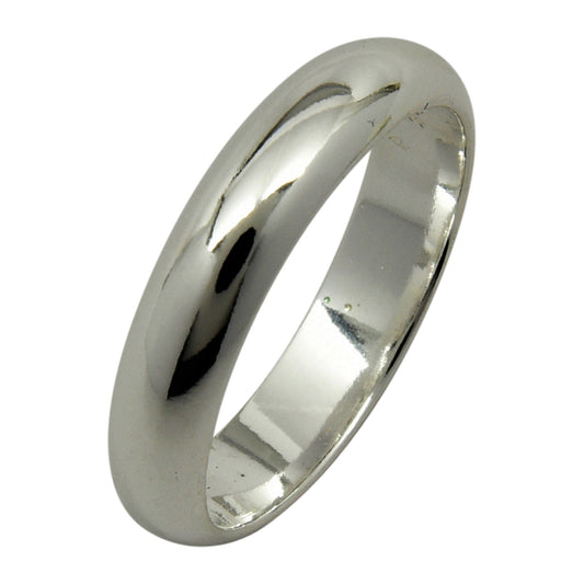 Sterling Silver 4mm Plain Half Round Wedding Band Ring Sizes 3-15