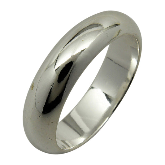 Sterling Silver 5mm Plain Half Round Wedding Band Ring Sizes 4-15