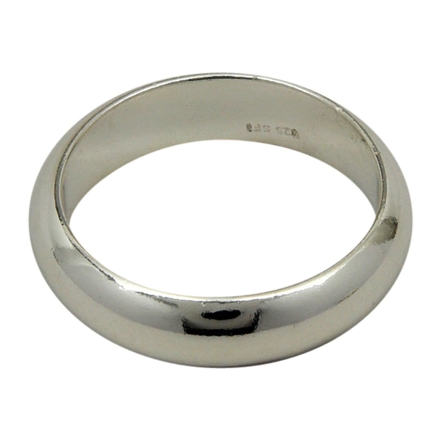 Sterling Silver 5mm Plain Half Round Wedding Band Ring Sizes 4-15