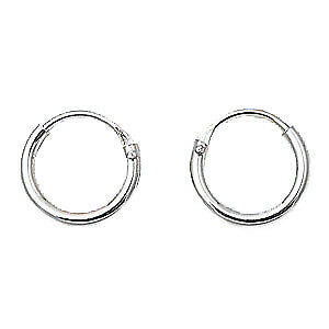 Sterling Silver Small 1.2mm x 10mm Endless Hoop Earrings Round .925 Jewelry