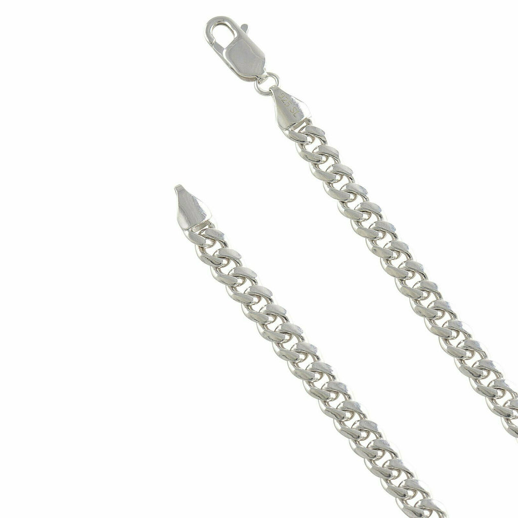 Sterling Silver Rhodium Plated Miami Cuban 6.3mm Necklace Bracelet Chain Mens
