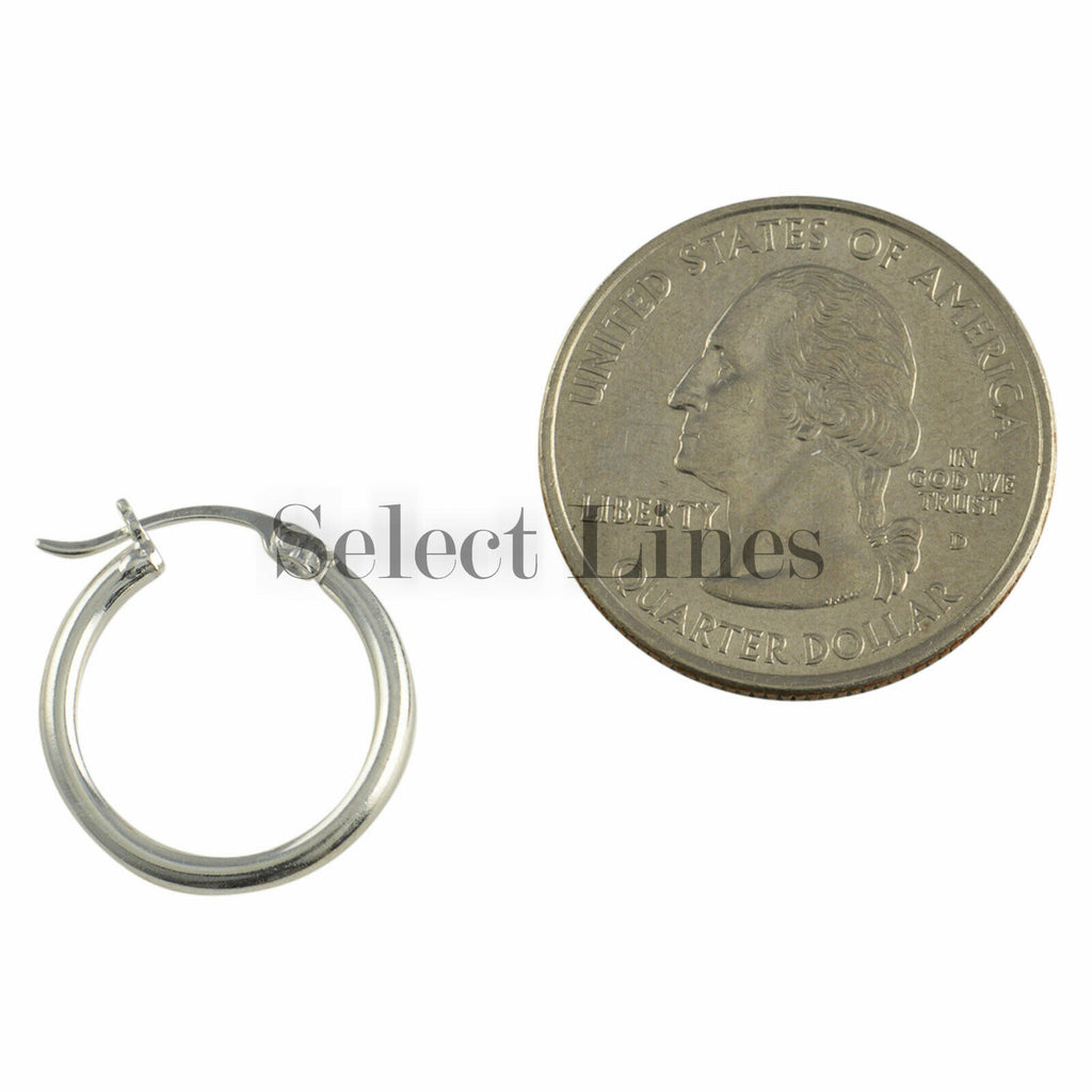 Sterling Silver 2mm x 18mm Polished Hinged Hoop Earrings Round Hollow Tube .925