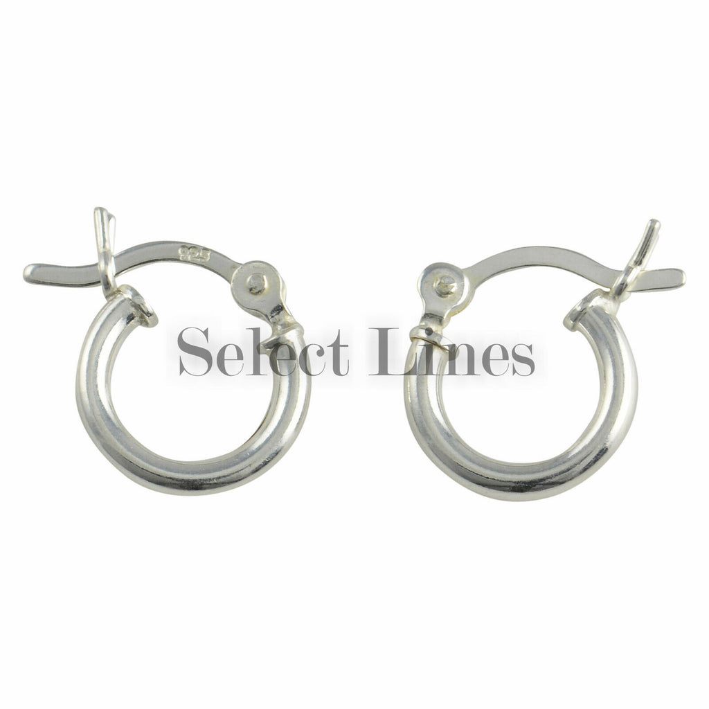 Sterling Silver 2mm x 10mm Polished Hinged Hoop Earrings Round Hollow Tube .925