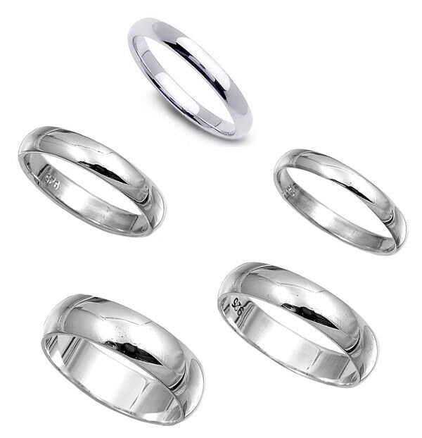.925 Sterling Silver Plain Wedding Band Ring All sizes 2mm 3mm 4mm 5mm 6mm