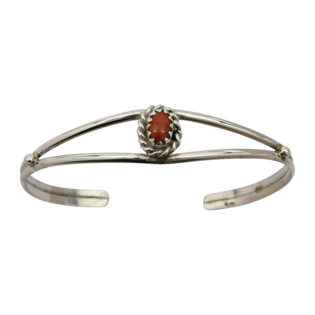 Elton Cadman Sterling Silver Navajo Coral Rope Baby Bracelet