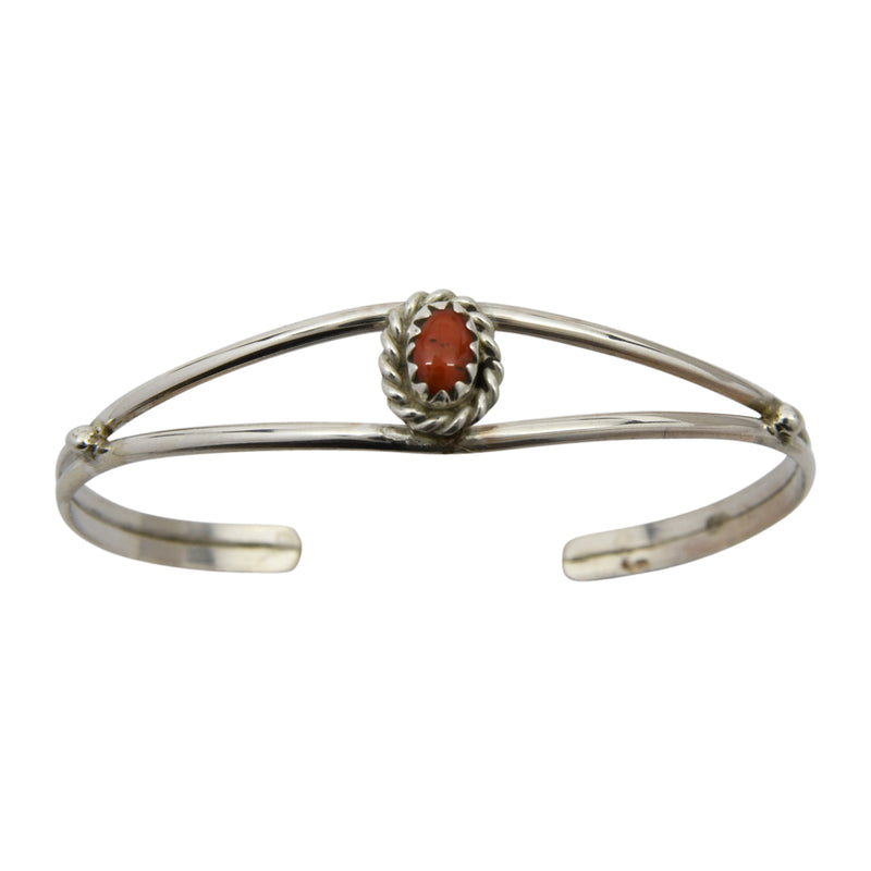 Elton Cadman Sterling Silver Navajo Coral Rope Baby Bracelet