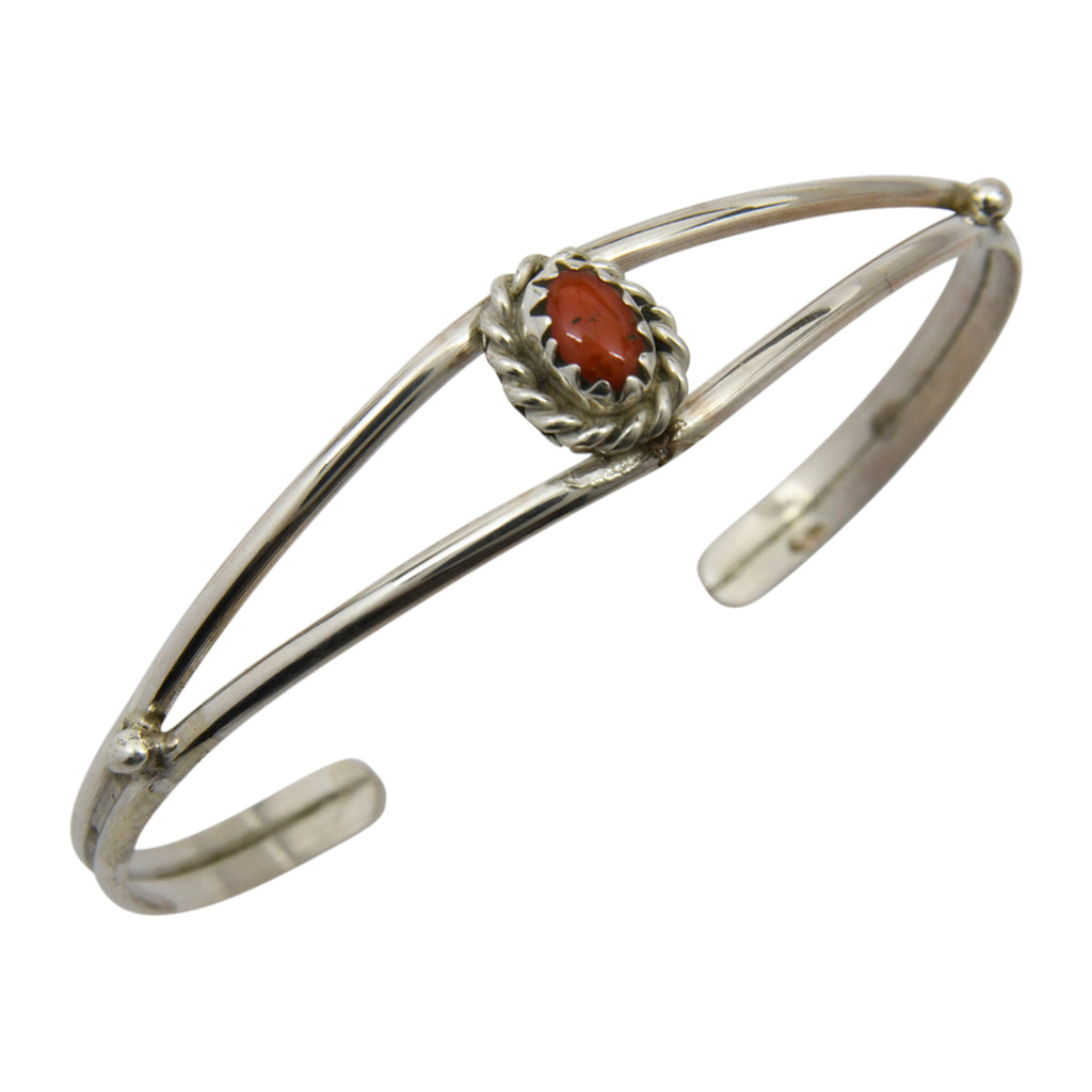 Elton Cadman Sterling Silver Navajo Coral Rope Baby Bracelet
