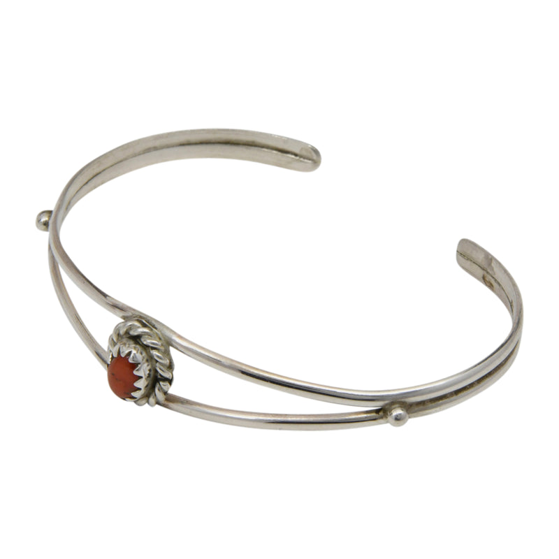 Elton Cadman Sterling Silver Navajo Coral Rope Baby Bracelet