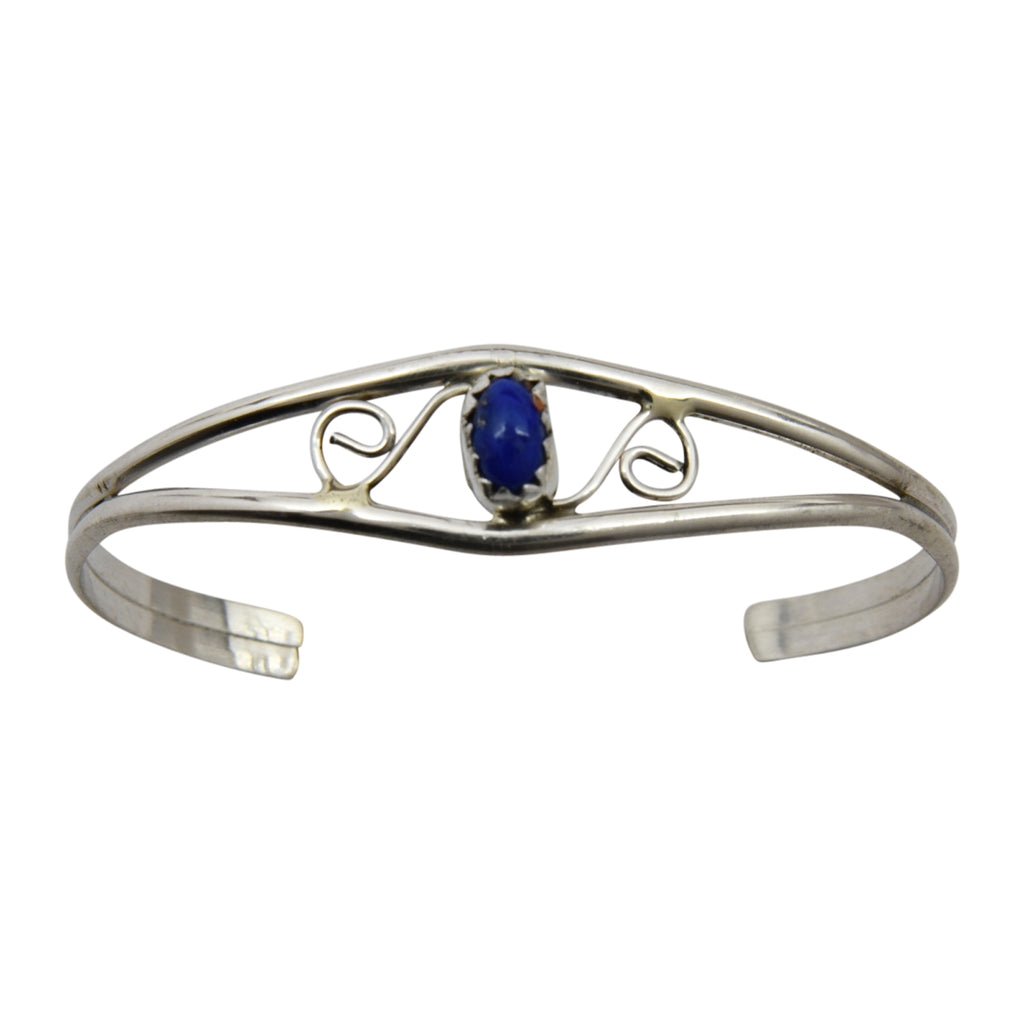 Judy Lincoln Sterling Silver Navajo Lapis Baby Bracelet