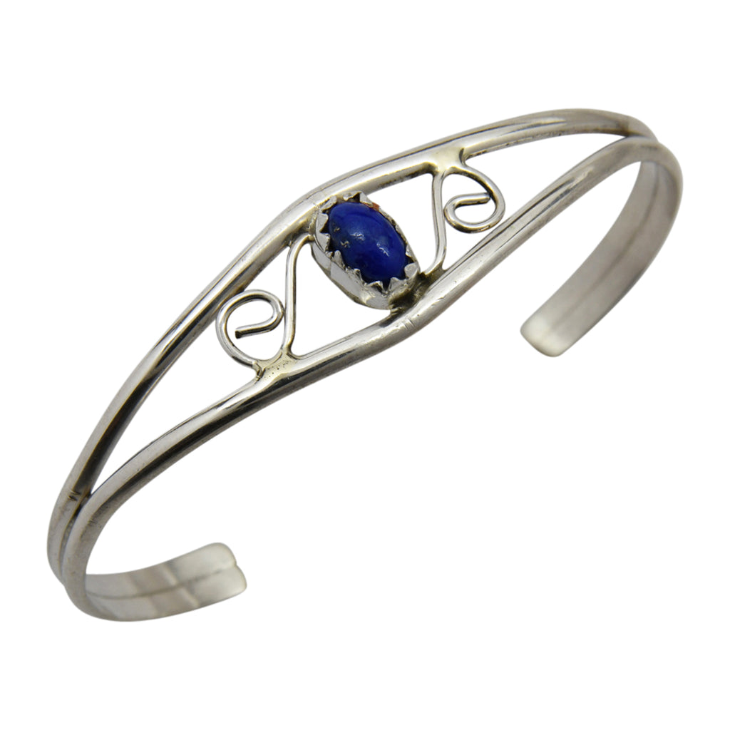 Judy Lincoln Sterling Silver Navajo Lapis Baby Bracelet