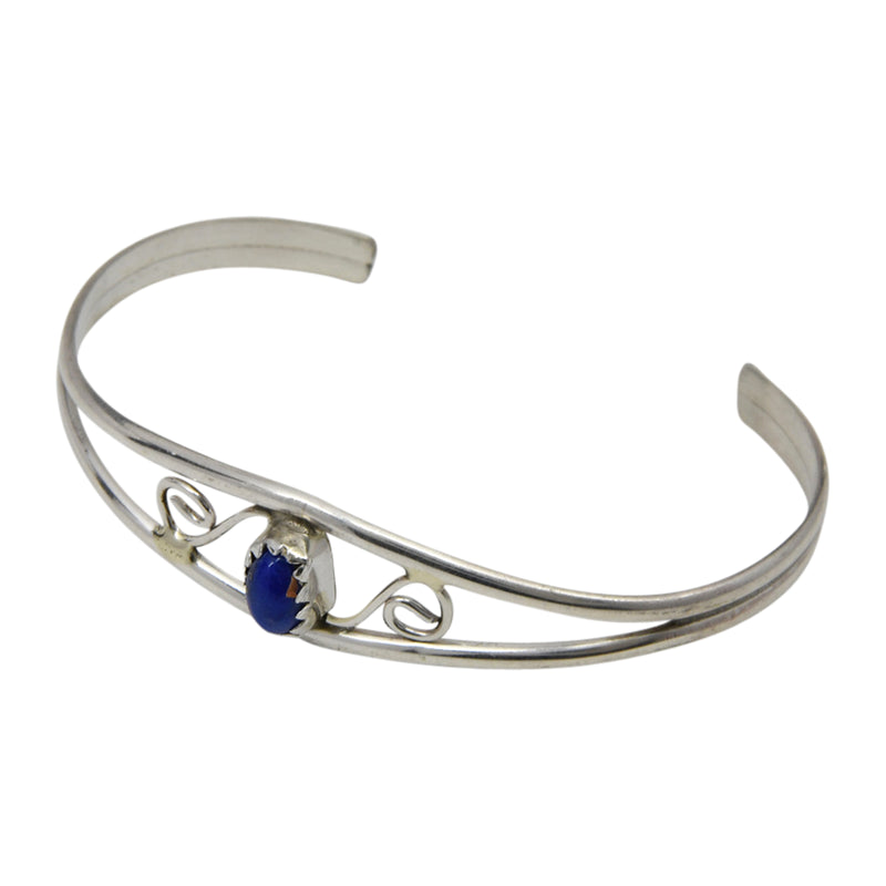 Judy Lincoln Sterling Silver Navajo Lapis Baby Bracelet