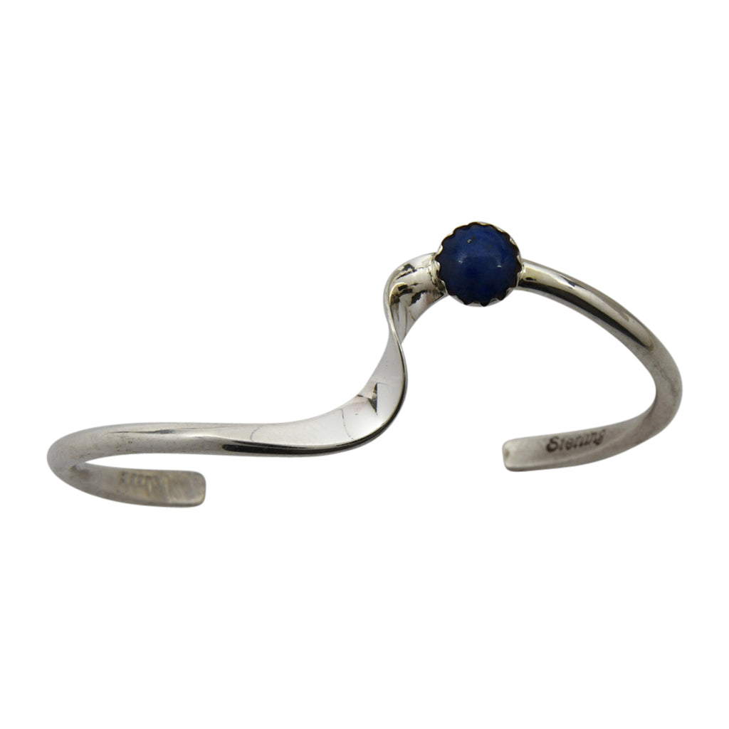 Yolanda Skeets Sterling Silver Navajo Lapis Wave Baby Bracelet