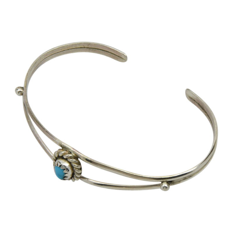 Elton Cadman Sterling Silver Navajo Turquoise Twist Wire Baby Bracelet