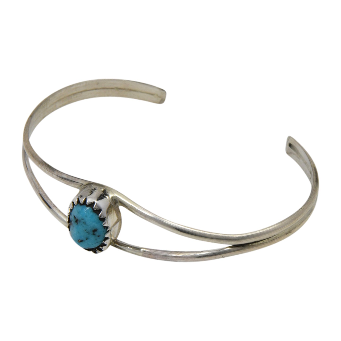 Esther White Sterling Silver Navajo Turquoise Plain Baby Bracelet