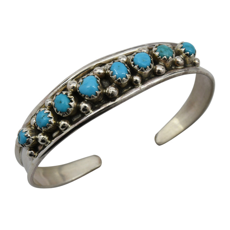 Virginia Cadman Sterling Silver Navajo Turquoise 8-Stone Baby Bracelet
