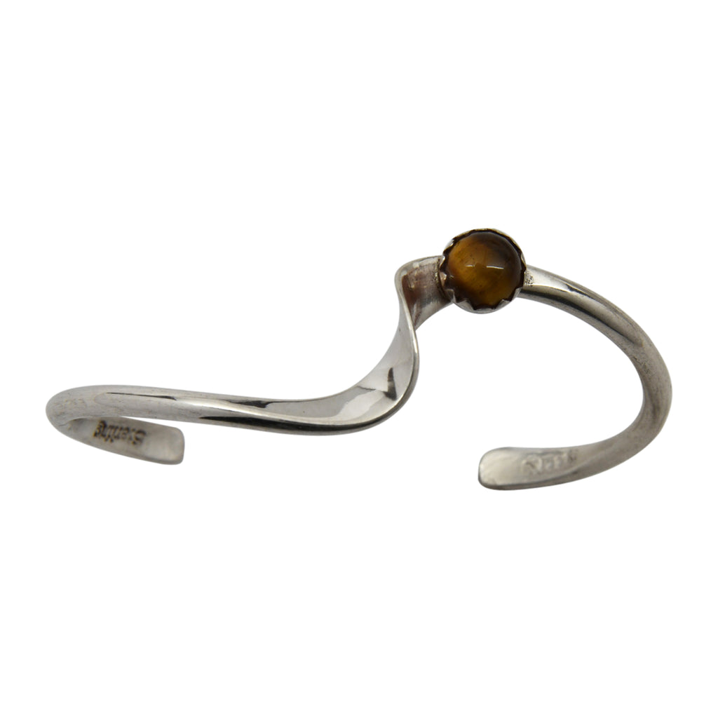 Yolanda Skeets Sterling Silver Navajo Tiger Eye Wave Baby Bracelet
