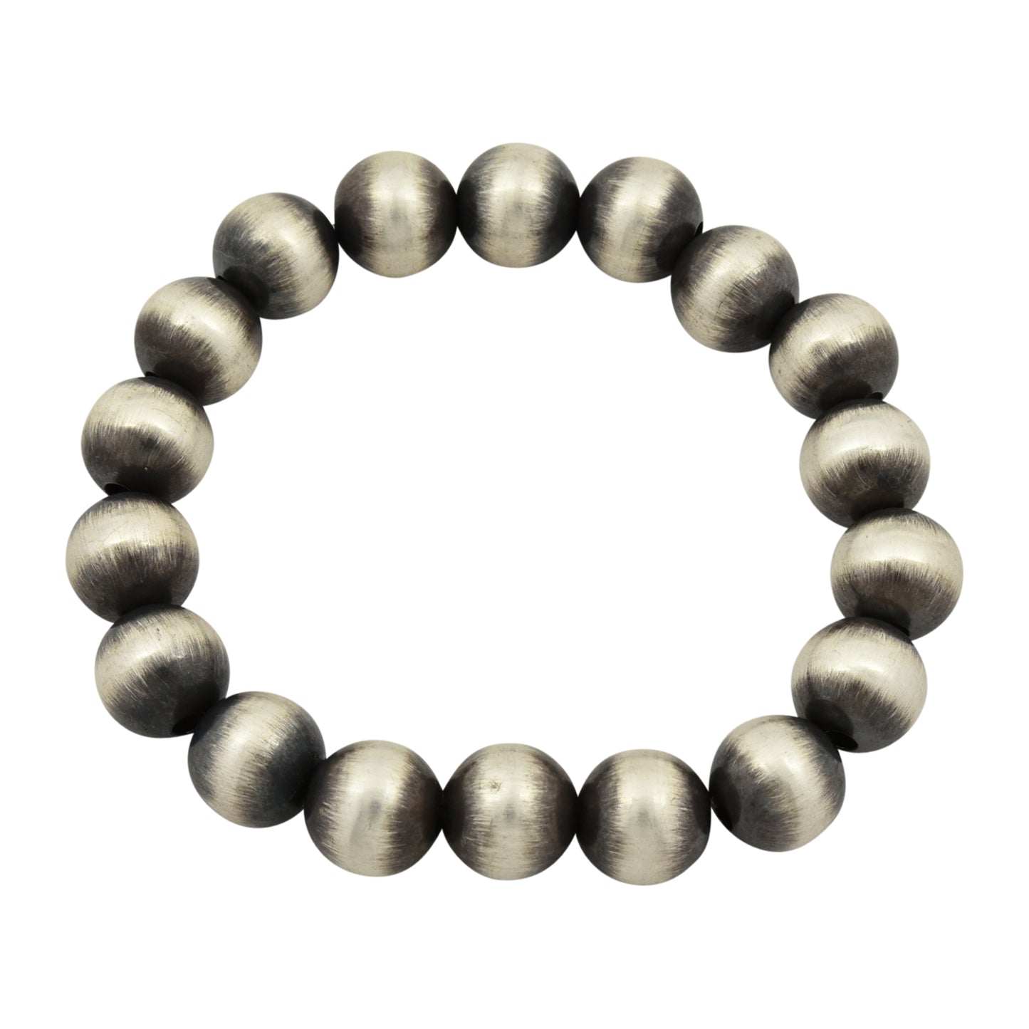 Sterling Silver Desert Pearls Oxidize Round Bead Stretch Bracelet. Available from 4mm to 12mm