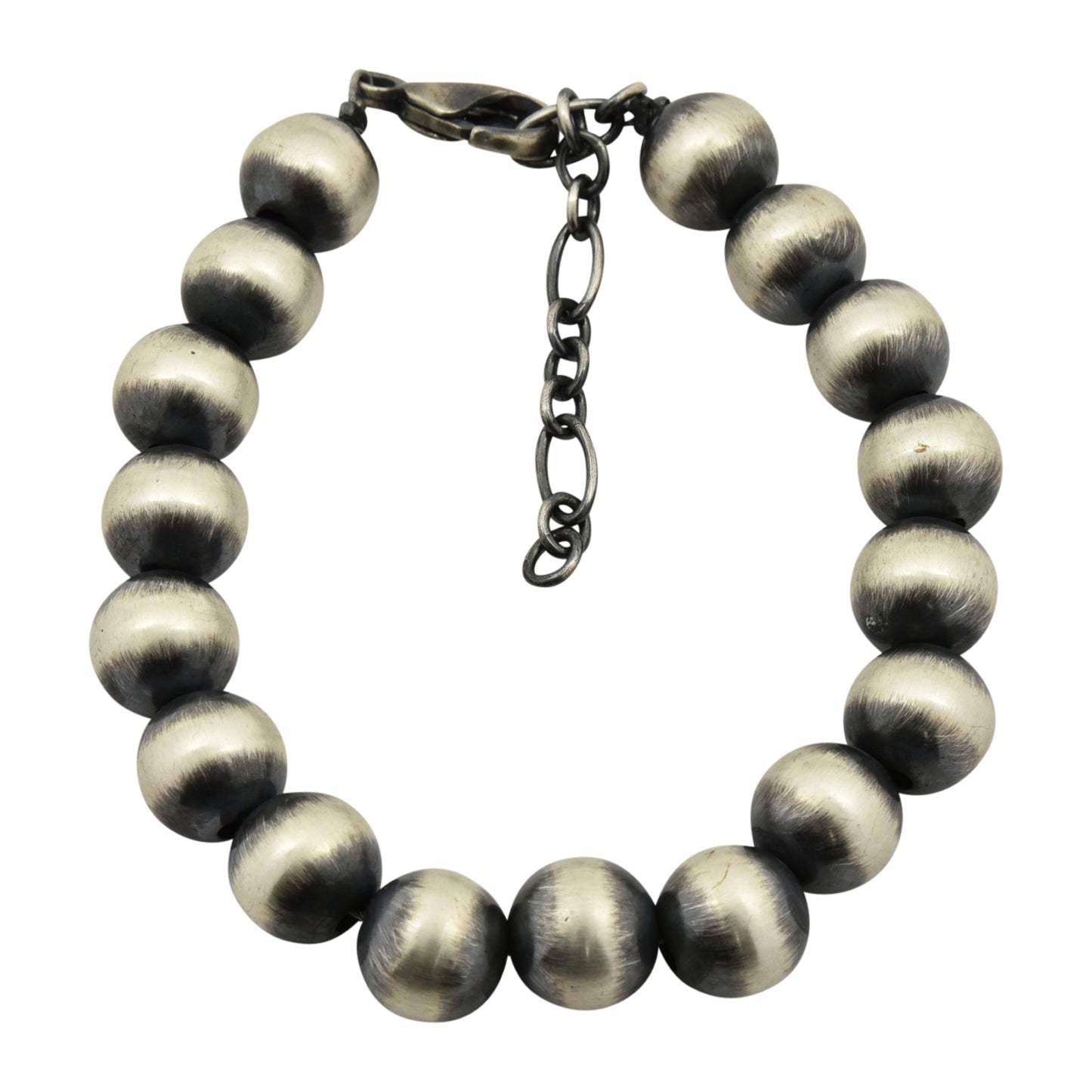 Sterling Silver Navajo Pearl Oxidize Bead Bracelet w/ Extender Chain. Available from 3mm to 12mm