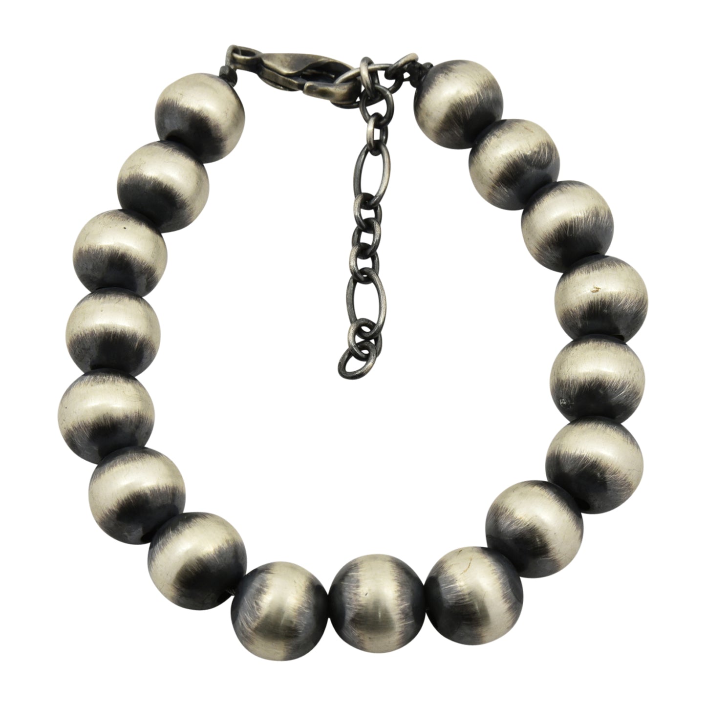 Sterling Silver Desert Pearls Oxidize Round Bead Bracelet w/ Extender Chain. Available from 3mm to 12mm