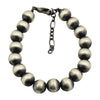 Sterling Silver Navajo Pearl Oxidize Bead Bracelet w/ Extender Chain. Available from 3mm to 10mm