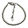 Sterling Silver Navajo Pearl Oxidize Bead Bracelet w/ Extender Chain. Available from 3mm to 10mm