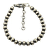 Sterling Silver Navajo Pearl Oxidize Bead Bracelet w/ Extender Chain. Available from 3mm to 10mm