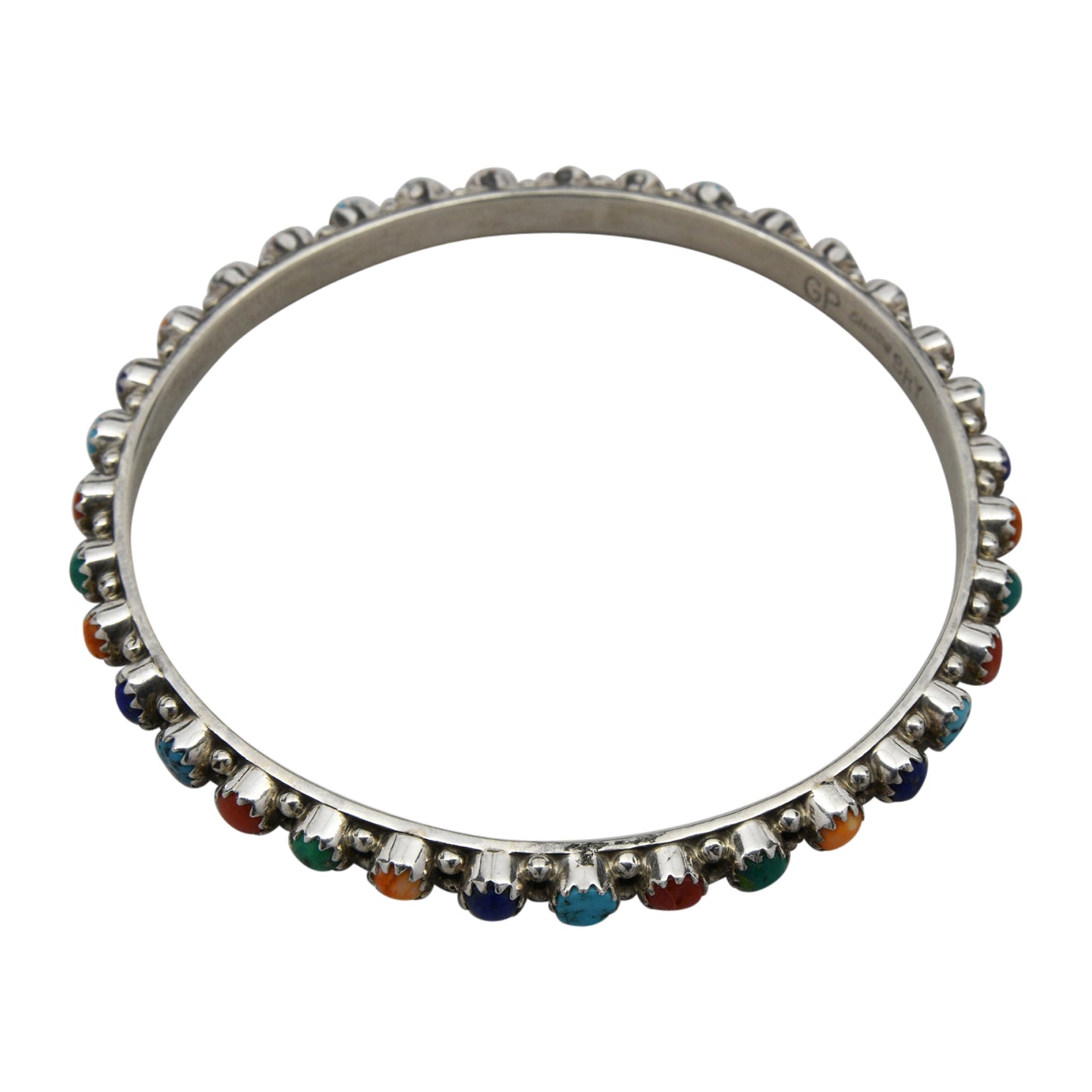 Gaynelle Parker Sterling Silver Multi Color Bangle Navajo Bracelet