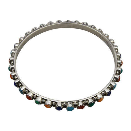Gaynelle Parker Sterling Silver Multi Color Bangle Navajo Bracelet