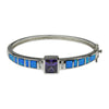 Sterling Silver Blue Lab Opal & Purple CZ Bangle Bracelet