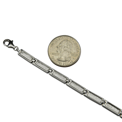 Sterling Silver White Lab Opal Rectangle Tennis Bracelet