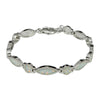 Sterling Silver White Lab Opal Link Tennis Bracelet