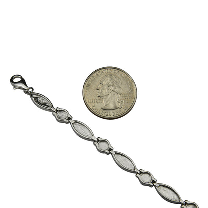 Sterling Silver Blue Lab Opal Link Tennis Bracelet