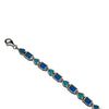 Sterling Silver Blue Lab Opal Square & Heart Tennis Bracelet