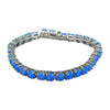 Sterling Silver Blue Lab Opal Round Prong Set Tennis Bracelet