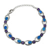 Sterling Silver Blue Lab Opal Purple CZ Link Tennis Bracelet