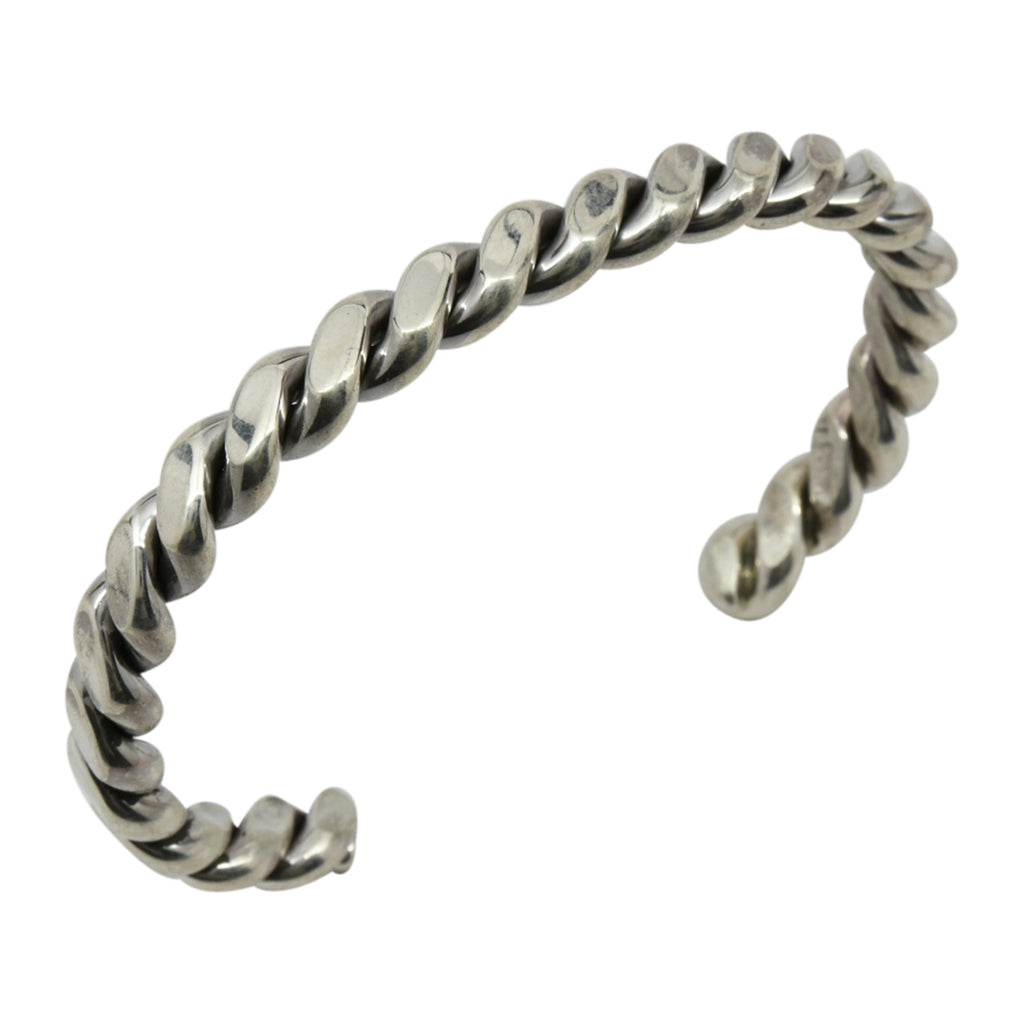 Elaine Tahe Sterling Silver Navajo Flat Twist 6.5mm Bracelet