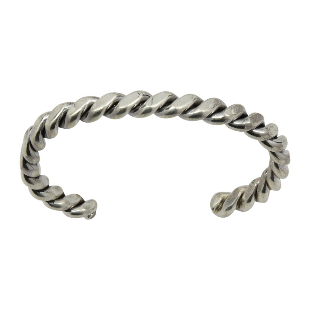 Elaine Tahe Sterling Silver Navajo Flat Twist 6.5mm Bracelet