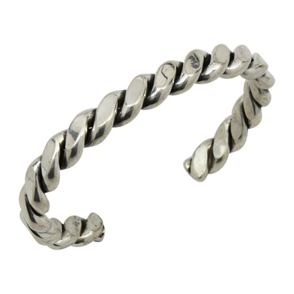 Elaine Tahe Sterling Silver Navajo Flat Twist 8.5mm Bracelet